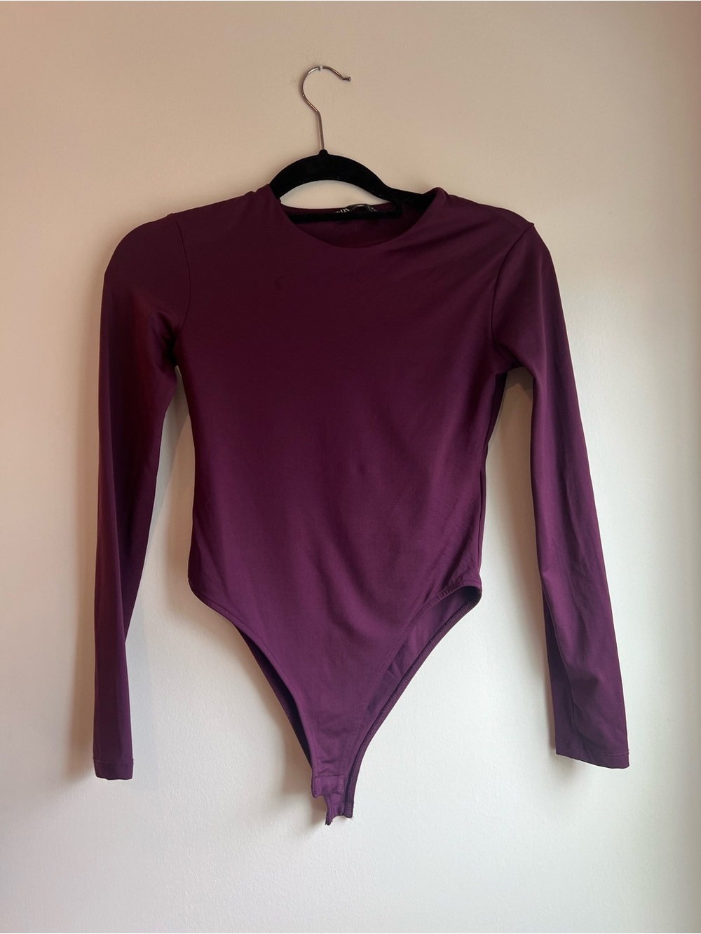 Zara Long Sleeve One-Piece Bodysuit in Deep Plum